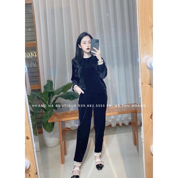 Set Bộ Nhung Bèo Chun, Bộ Nhung Dài Tay Có Ảnh Thật Kèm Video