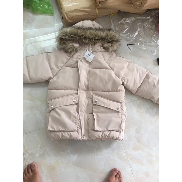 áo khoác phao nữ có mũ lông ấm áp xinh xắn