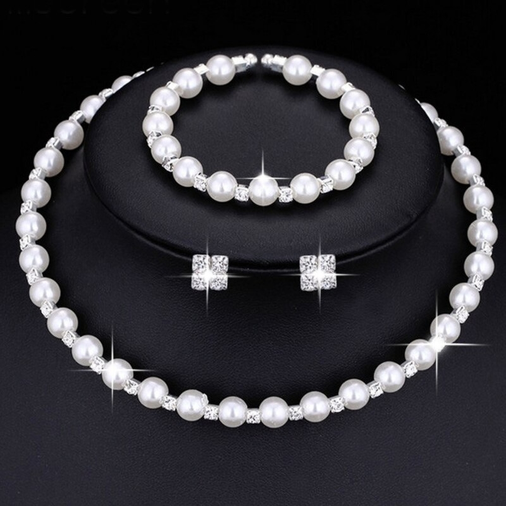 Set Trang Sức Hạt Chai Đính Đá Kiềng Vòng Tay Hoa Tai, Thiết Kế Sang Trọng, Phụ Kiện Thời Trang Kết Hợp Với Trang Phục Trong Các Sự Kiện Hay Chụp Ảnh