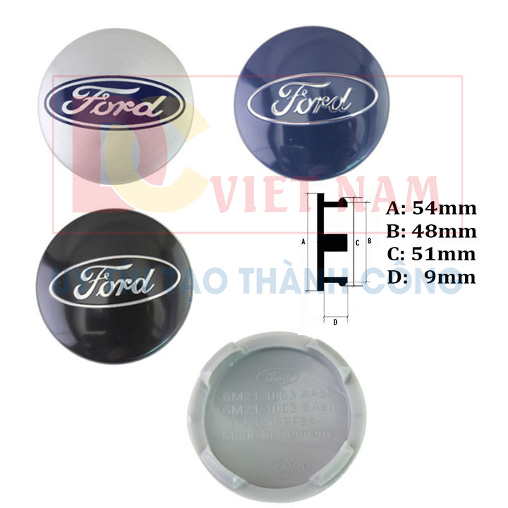 Logo chụp mâm, ốp lazang bánh xe ô tô Ford đường kính 54mm