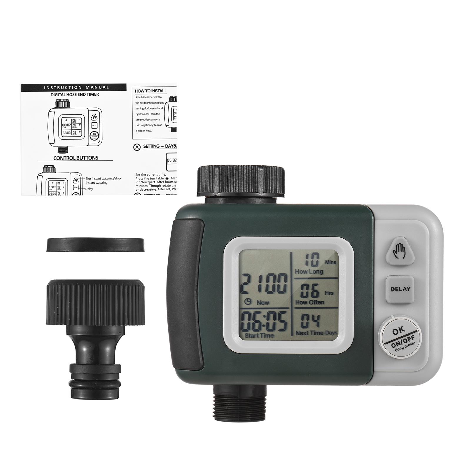 Digital Automatic Watering Timer Programmed Garden Irrigation Timer Hose Faucet Sprinkler with Rain Delay Intelligent Irrigation Controller for Lawn Farmland Courtyard Greenhouse