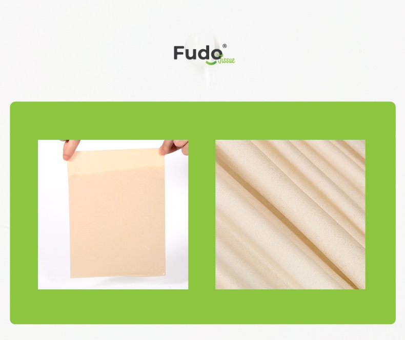 Khăn giấy khô FUDO Tissue từ tre không bụi vụn, không tẩy trắng - 1 Túi lớn - 04 gói giấy ăn 130 tờ - 03 lớp siêu thấm