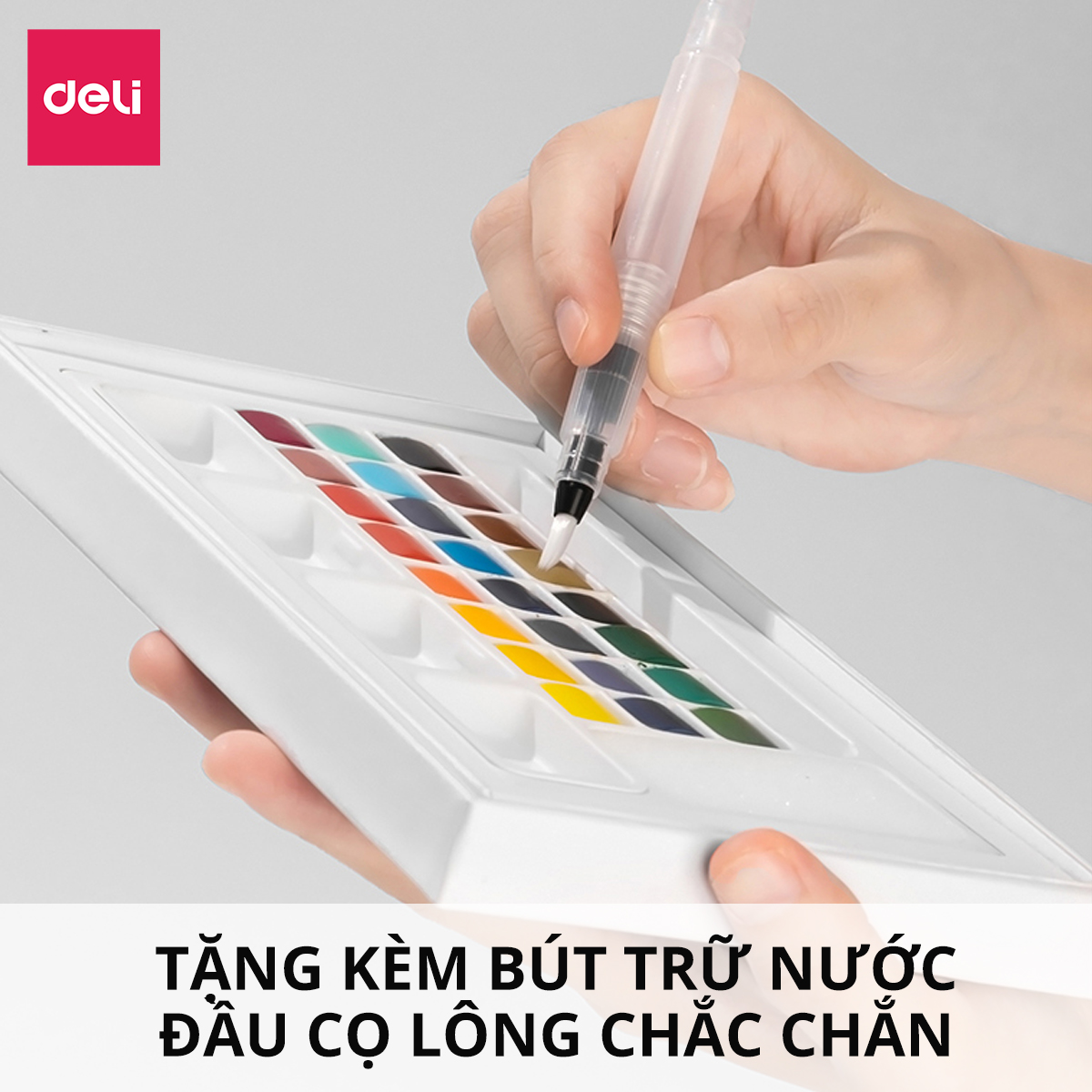 [PHIÊN BẢN MỚI] Màu Nước Dạng Nén Cao Cấp 24 Màu Nusign - Kèm Bút Vẽ, Bông Mút Chuyên Nghiệp, Màu bền, đậm, Dễ Loang Màu