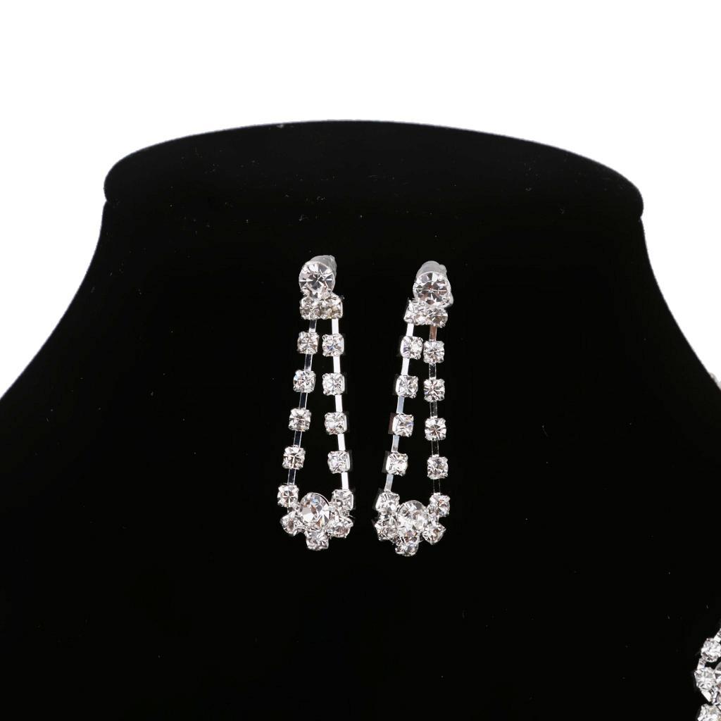 1 Necklace Earrings Set in Rhinestone Silver Alloy Bridal Pendent Jewelry