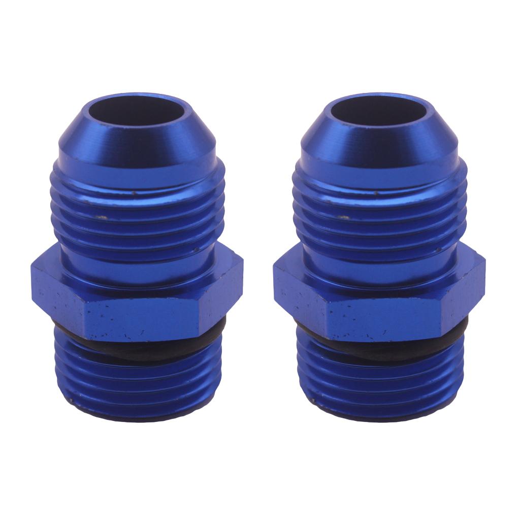2 Pieces Blue Aluminum Billet AN10 10 An - ORB10 Male Fitting Straight Adapter