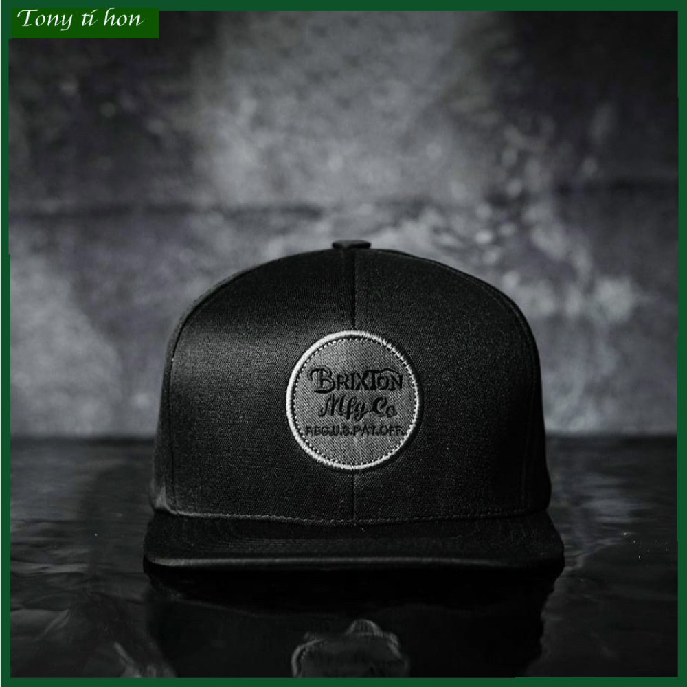[ Miễn ship / giảm giá ] MŨ NÓN LƯỠI TRAI NAM NỮ SNAPBACK VÀNH PHẲNG BT LOGO BẠC CÁ TÍNH- màu đen