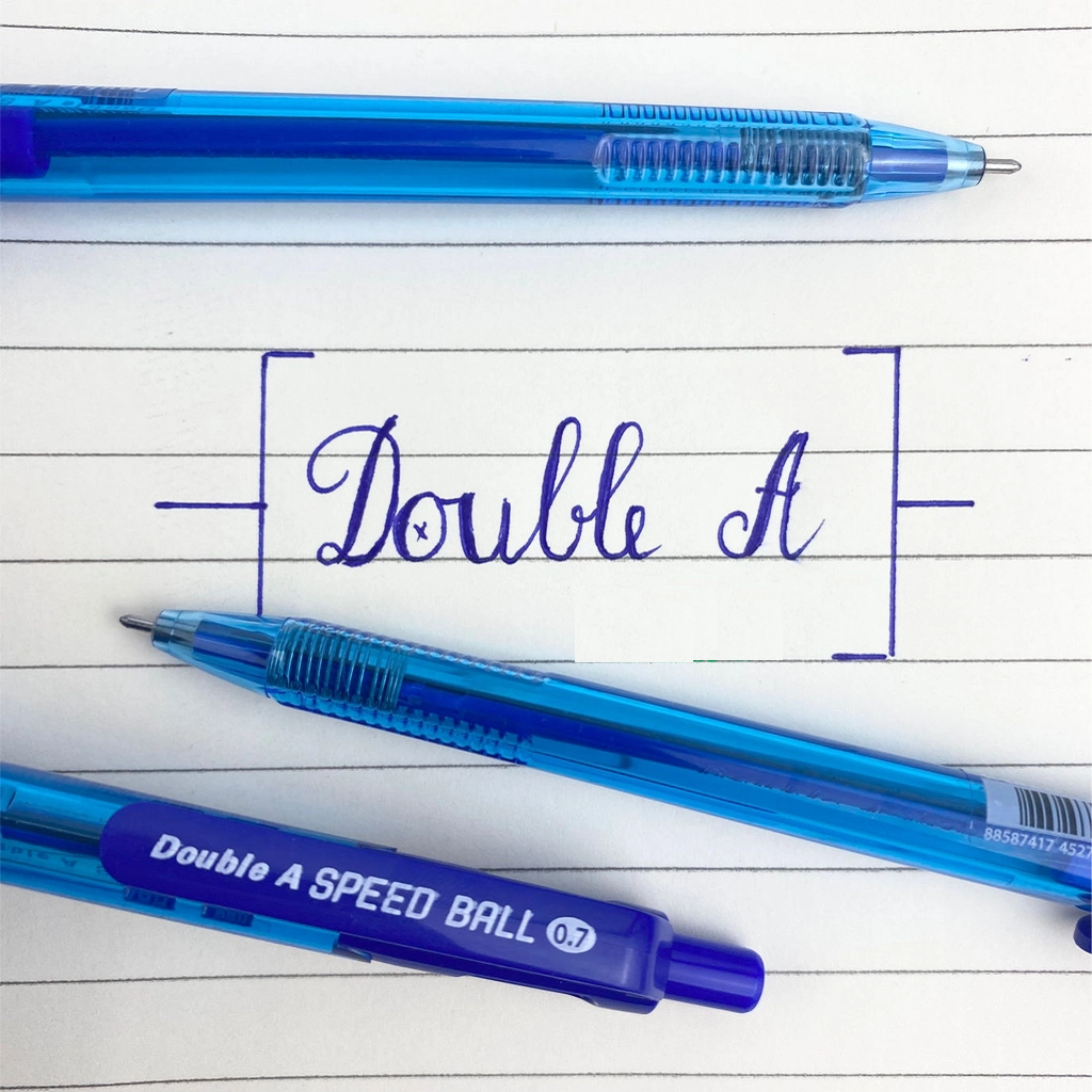 [TẶNG BÚT XÓA] Hộp 12 bút bi Double A Speed DBP-307-B21 ngòi 0.7 mm - Mực xanh, ngòi nhỏ