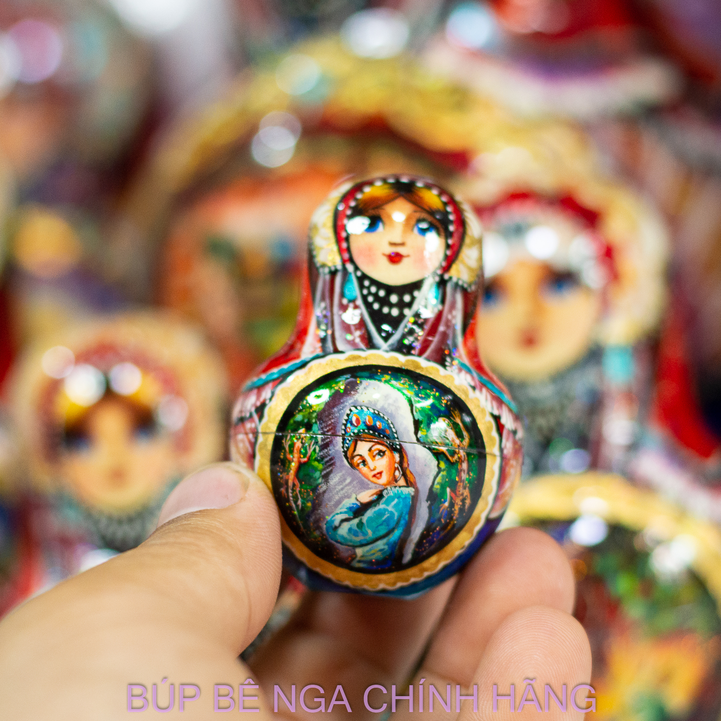 BỘ BÚP BÊ NGA 15 LỚP CAO 26CM DÁNG TRÒN VẼ HOA VĂN "CHUYỆN CỔ TÍCH PUSHKIN" CỰC ĐẸP, ĐỘC ĐÁO VÀ SANG TRỌNG