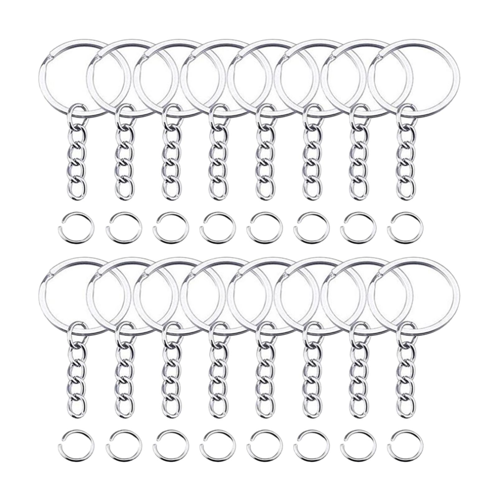 100Pcs Keyring Rings Key Chain Metal Split Key Rings with Chain and Open Jump Rings and for DIY Crafts Jewelry Making, 25 mm Diameter