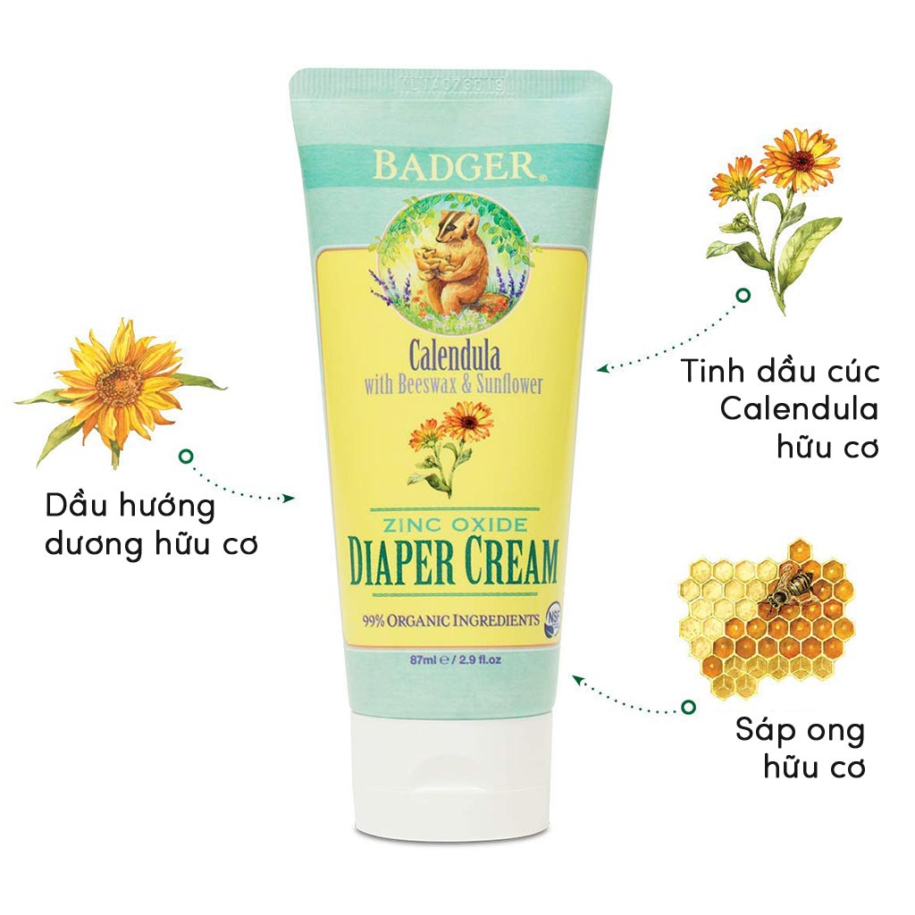 Kem Hăm Thiên Nhiên Cho Bé Badger Diaper Cream - 87mL