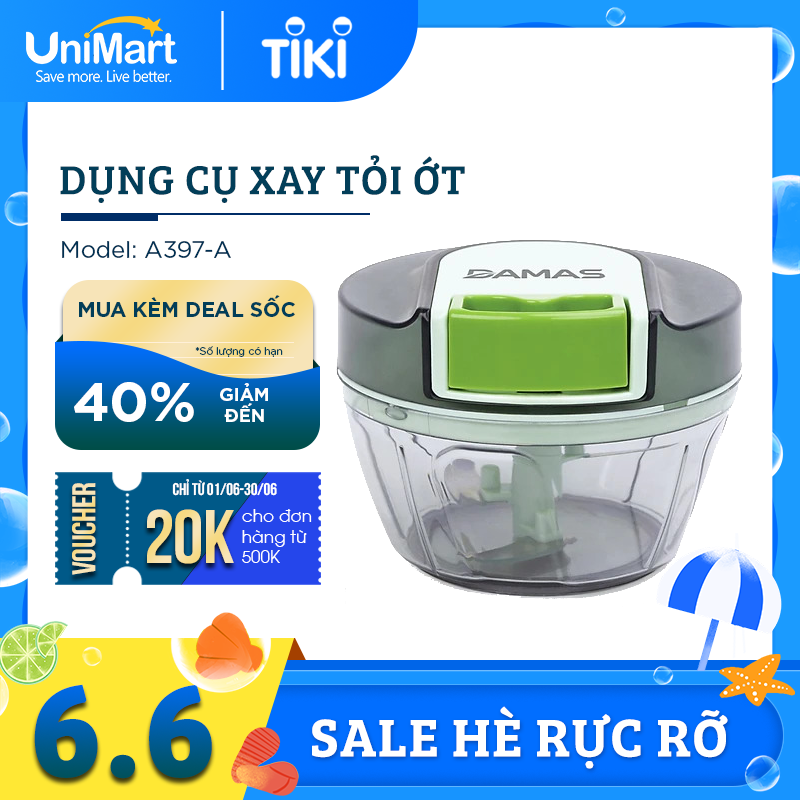 Dụng Cụ Xay Tỏi Ớt , Xay Thịt Mini Đa Năng Damas - Dây Rút Chắc Chắn Dễ Dàng Sử Dụng - Thiết Kế Đế Cao Su Chống Trơn Trượt - 3 Dung Tích Phù Hợp Cho Từng Nhu Cầu Sử Dụng - Hàng Nhập Khẩu