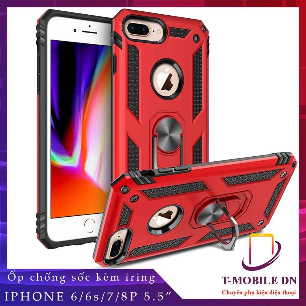 Ốp lưng cho iPhone 6 Plus 6s Plus 7 Plus 8 Plus chống sốc 2 lớp kèm nhẫn iring làm giá đỡ