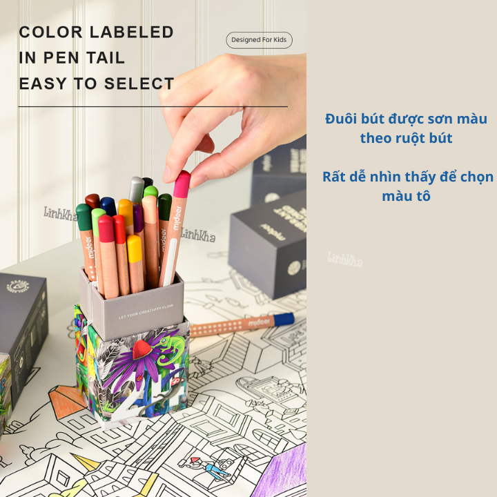 Bộ 36 Bút Chì Màu Cao Cấp Mideer Cho Trẻ Từ 4 Tuổi - Mideer Vibrant Colored Pencil 36 Colors