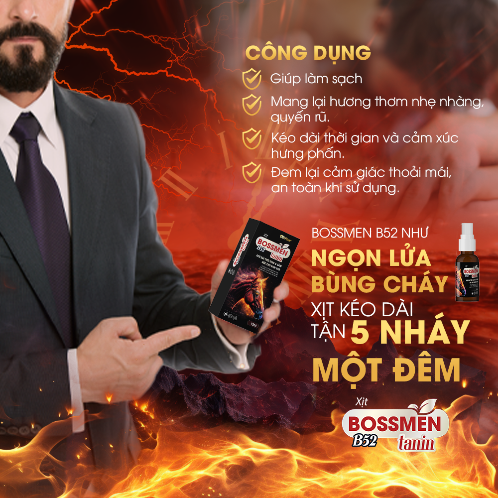 Xịt Bossmen B52 Hỗ trợ kéo dài thời gian và cảm xúc cho nam giới Chai 15ml