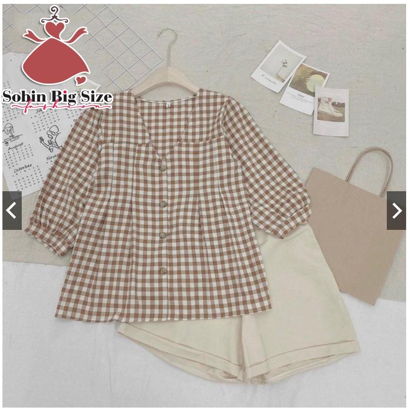 SOBIN BIG SIZE 50 - 90KG SET ÁO CARO + QUẦN ĐÙI SORT NĂNG ĐỘNG THOẢI MÁI CHO MUA HÈ SÔI ĐỘNG