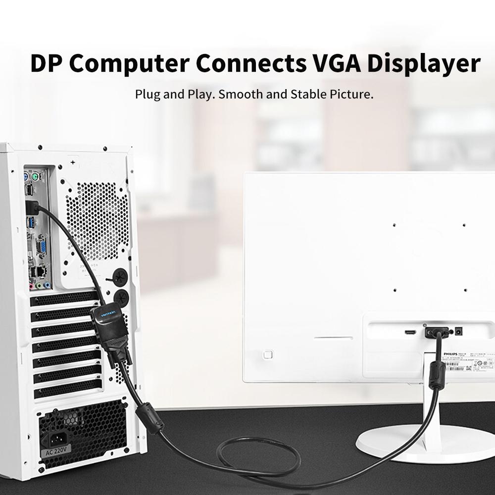 Cáp chuyển đổi Displayport sang VGA Female HD 1080P dành cho máy tính xách tay VENTION