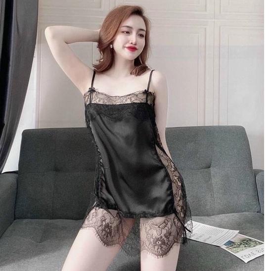 Đầm váy ngủ lụa phối ren I055 cho nữ siêu gợi cảm xexy