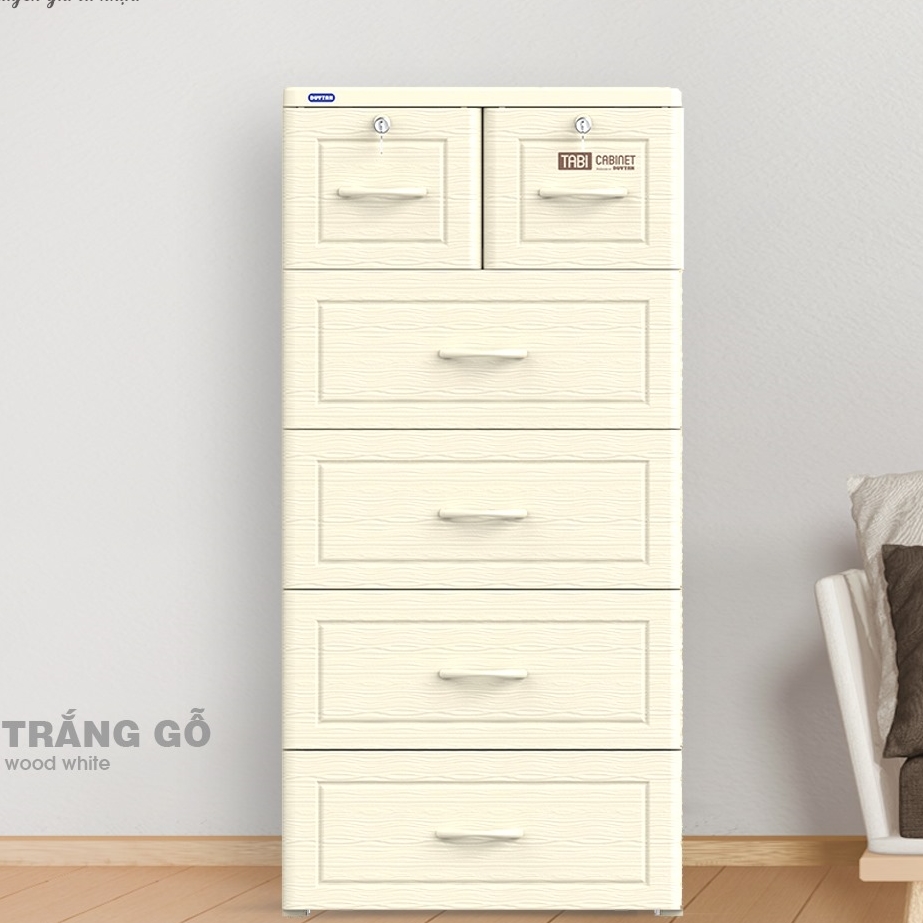 Tủ Nhựa Tabi Vân Gỗ Cao Cấp, Chất Lượng, Giá Rẻ, Nhiều Mẫu Mã Chính Hãng Nhựa Duy Tân - Trắng Vân Gỗ - 5 Tầng