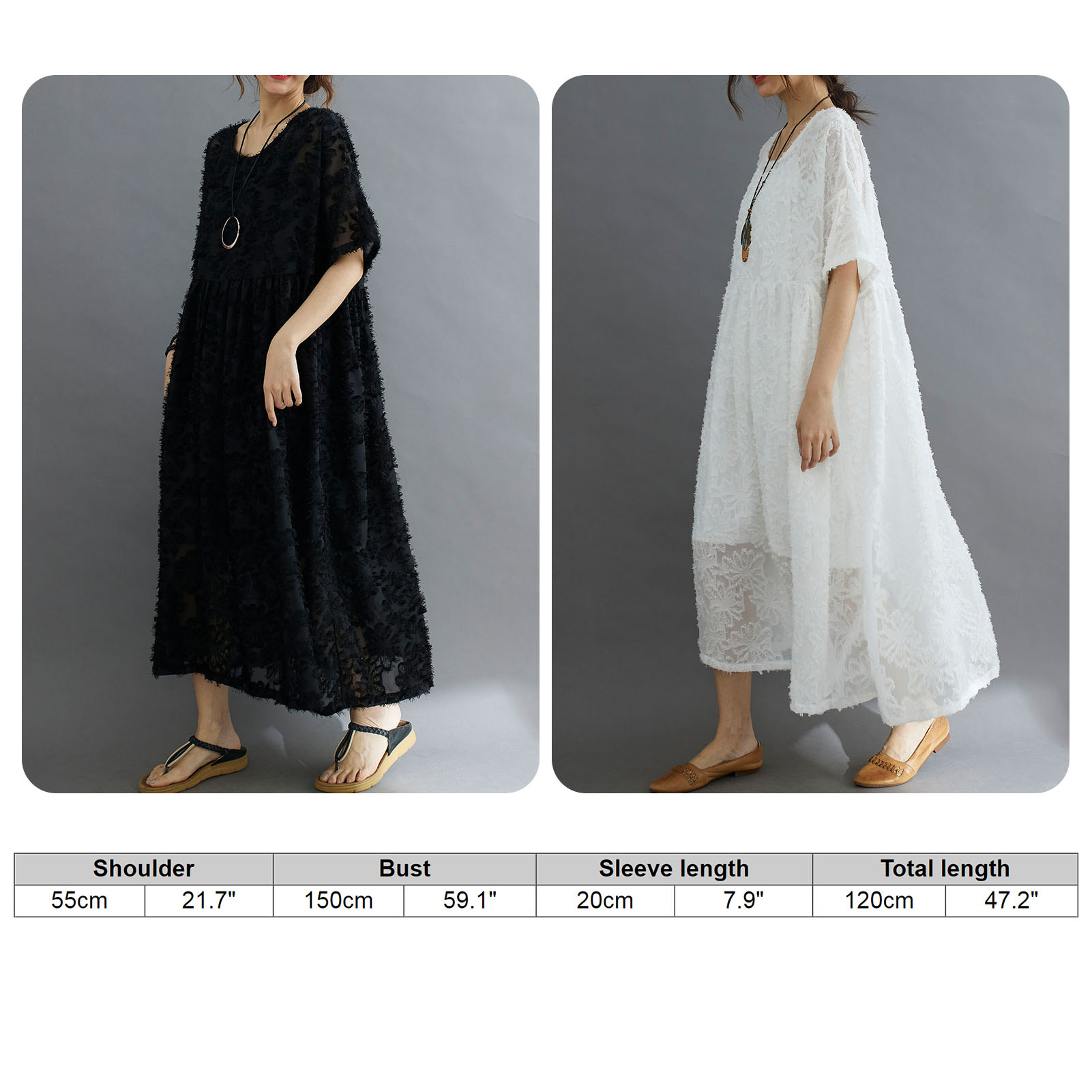 Women Floral Lace Dress Elegant Mid-Calf Loose O-Neck Short Sleeves Dress Plus Size