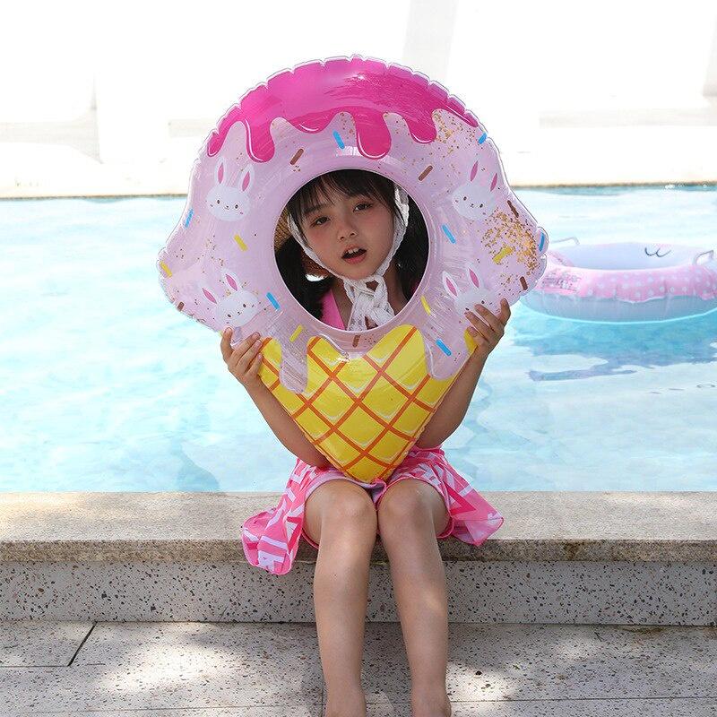 70 # Hình dạng kem Vòng bơi hồ bơi bơm hơi cho trẻ em Hồ bơi PVC dày Vòng tròn phao cao su