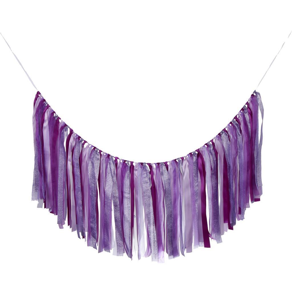 Wedding Satin Ribbon Bunting Banner Tassel Garland Wedding Decor