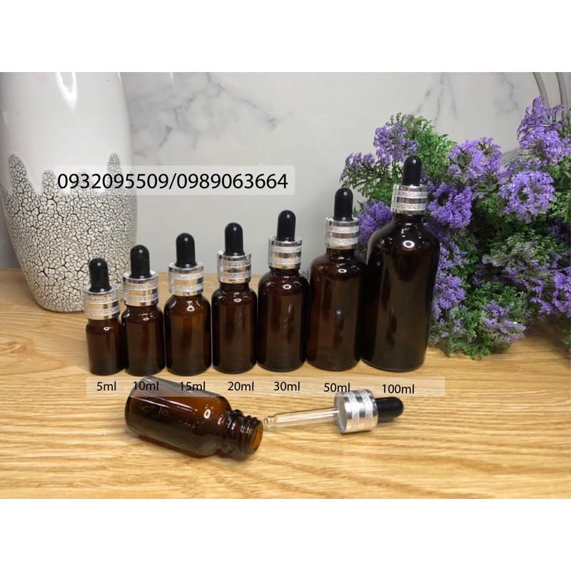 10 lọ chai 20ml màu nâu đựng serm mỹ phẩm tinh dầu