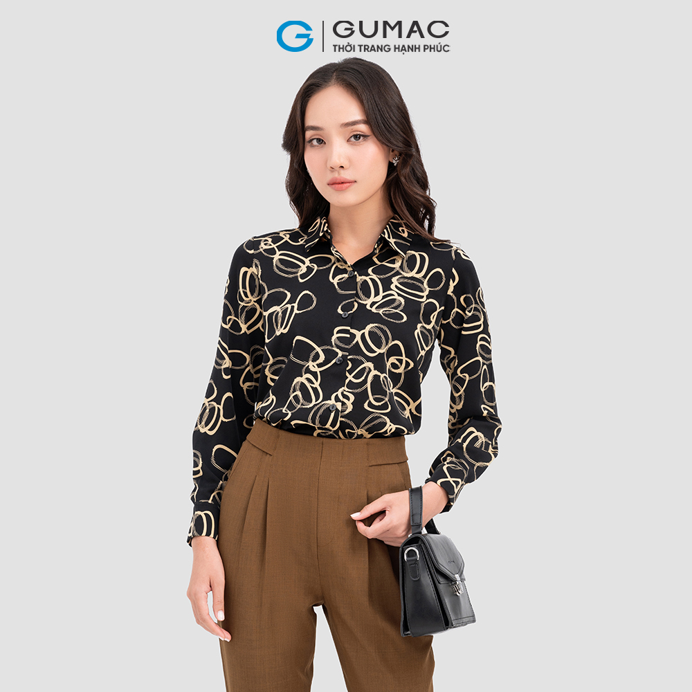 Áo sơ mi GUMAC AC10052 họa tiết thời trang công sở thanh lịch