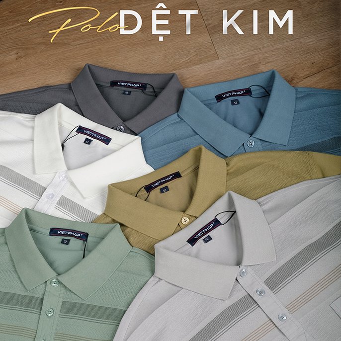 Áo Polo Nam VIỆT PHÁP Form Luxury - Thun Dệt Kim, lịch lãm, sang trọng  3316