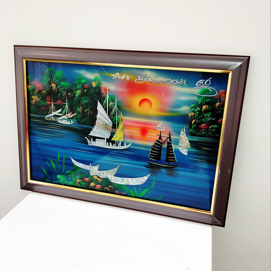 Tranh sơn mài tranh phong thủy may mắn thuận buồm xuôi gió SM00007 60x40cm