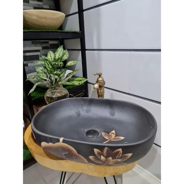 chậu sứ mỹ thuật - lavabo đặt bàn cổ điển