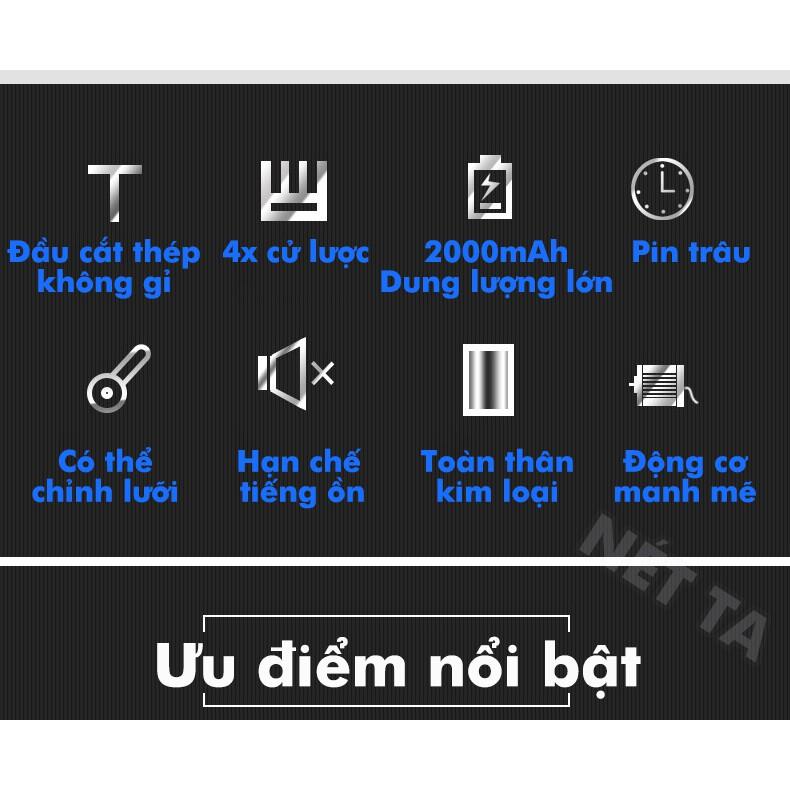 Tông đơ cắt tóc chuyên nghiệp dành cho salon và gia đình kemei KM-1996 màn hình LCD chất liệu hợp kim nhôm hàng không