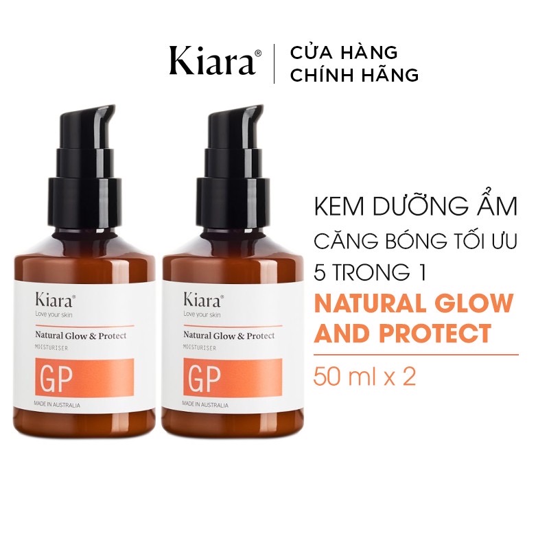 Combo 2 Chai Kem dưỡng ẩm phục hồi da Kiara Natural Glow &amp; Protect 2x50ml