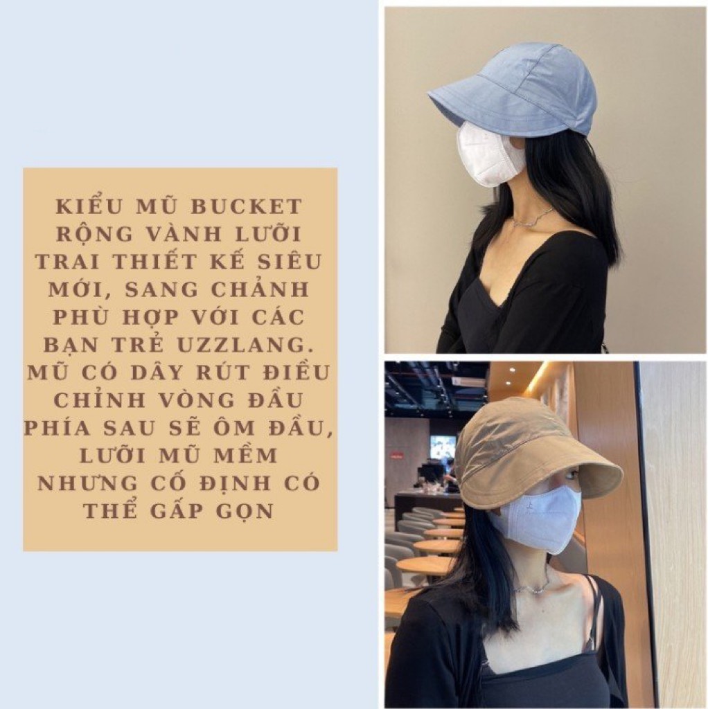 Mũ vải chống nắng nữ đẹp đội nửa đầu tai bèo vành rộng thời trang Hàn Quốc màu trơn xinh giá rẻ đi làm đi chơi
