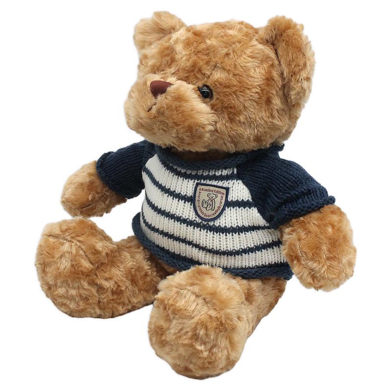 Thú Bông Gấu Teddy Nâu Nhạt 50 cm - ZooZoo 50340 - Mặc Áo Len Sọc Ngang