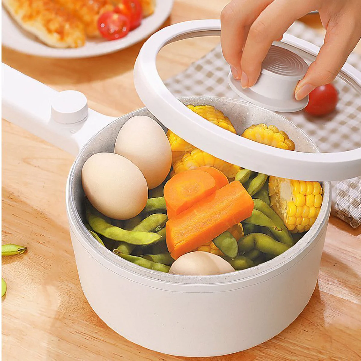 Nồi Nấu Đa Năng kèm xửng hấp Mishio MK271new 1,5L 600W- Hàng chính hãng