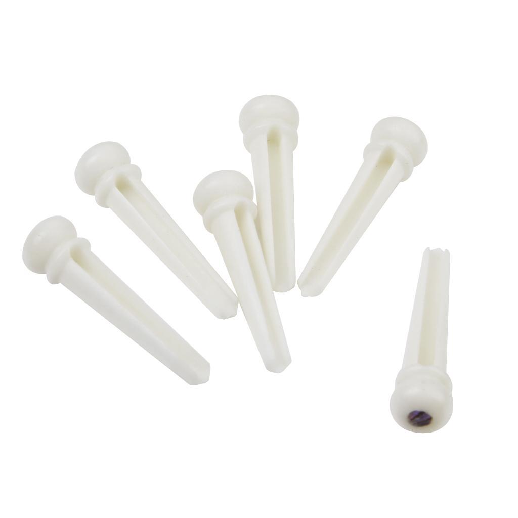 6 Pieces Acoustic Guitar Bone Bridge Pins with Saddle Nut for Guitar Parts