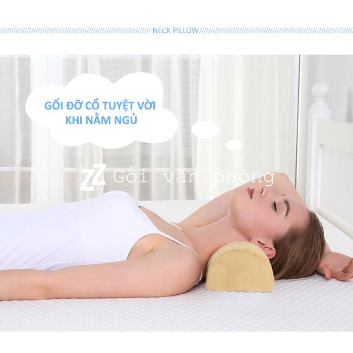 Gối ngủ bán nguyệt dài memory foam kê đầu, lưng, tập yoga, giảm cân GLN-02