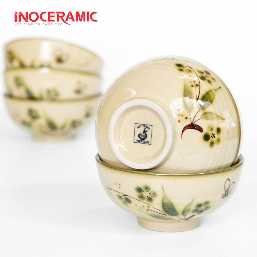 Bát cơm gốm bát tràng , Bát ăn cơm họa tiết đào chuồn, bát cơm cổ điển