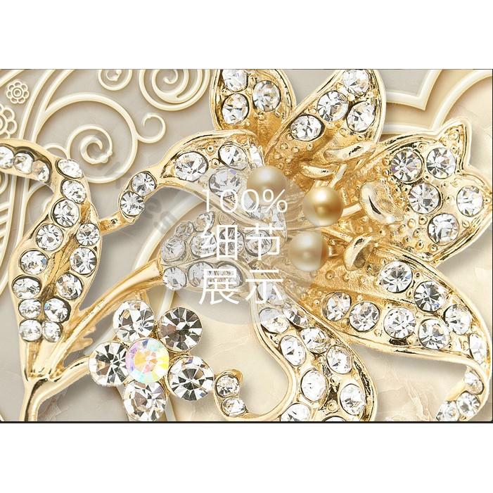 Tranh dán tường Hoa trang sức vàng phong cách Châu Âu hiện đại, Tranh dán tường 3d hiện đại MS1054805