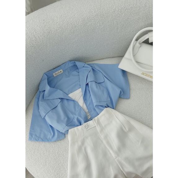 SET ÁO HAI DÂY ÁO SƠ MI KÈM SHORT