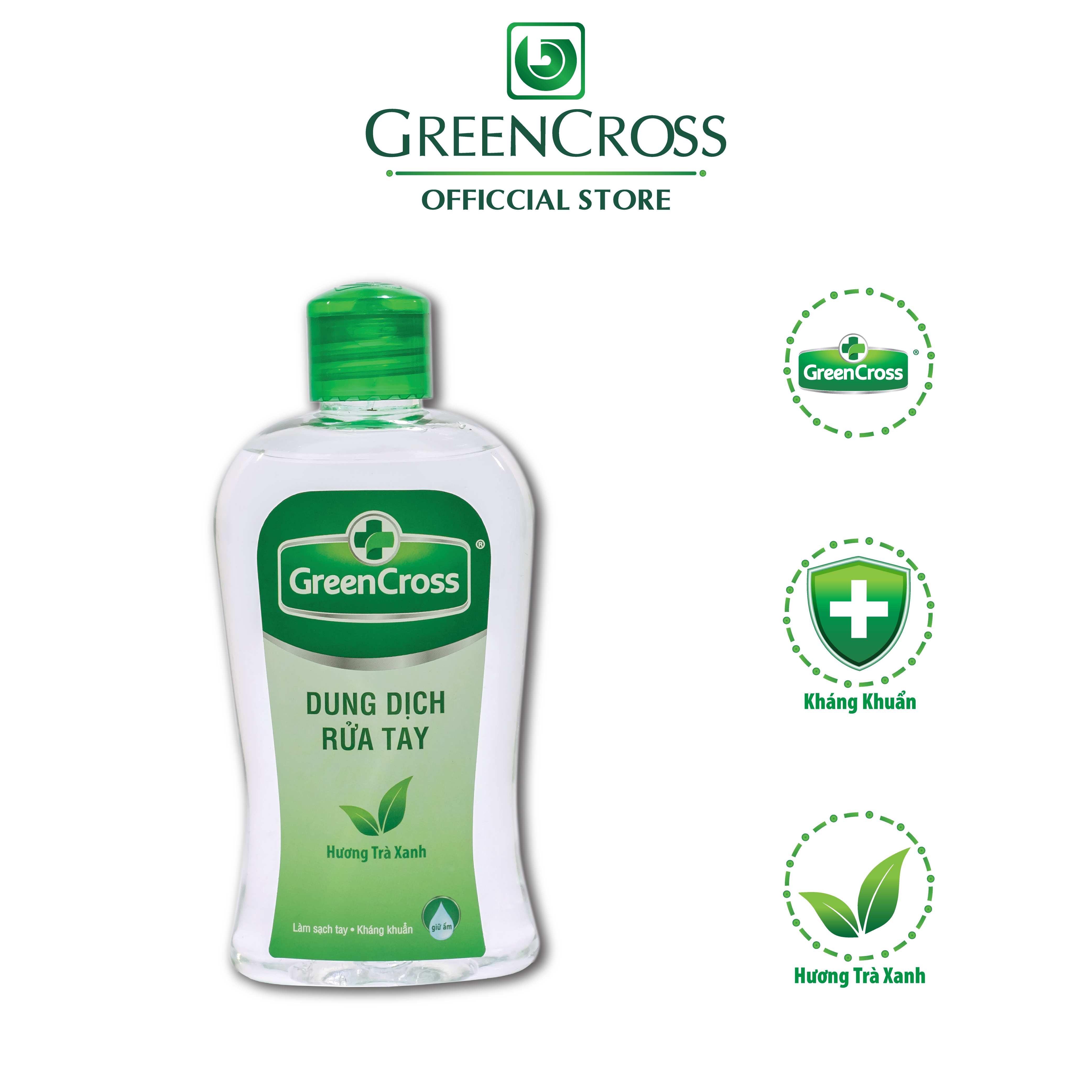 COMBO 2 CHAI 500ML SÁT KHUẨN TAY NHANH GREEN CROSS PROTECT - Tặng thêm 1 chai Green Cross 250ml Greentea