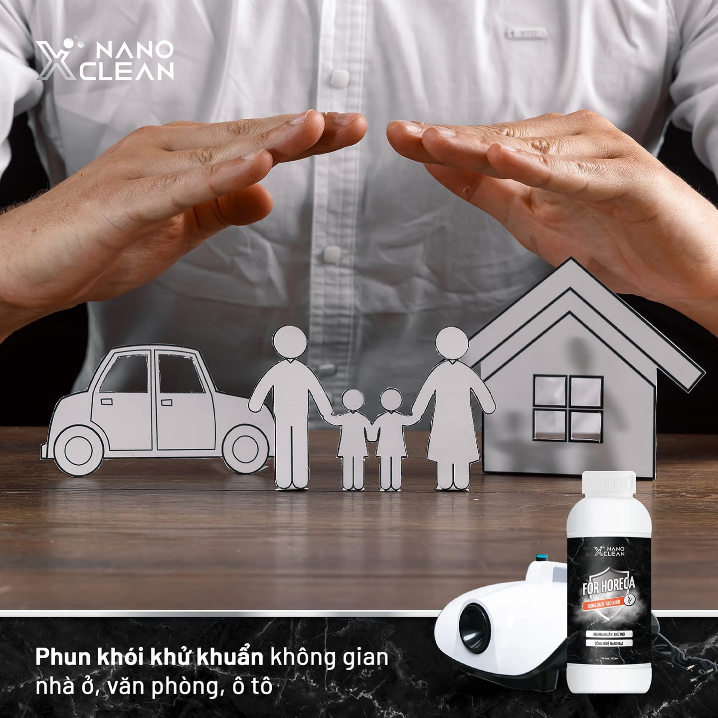 Dung Dịch Nano Bạc Diệt Khuẩn Dung Dịch Tạo Khói, Phun Khói Nano Xclean For Horeca 1L-Diệt Khuẩn Khử Mùi nhà hàng, karaoke-Nano Bạc AHT Corp (AHTC)