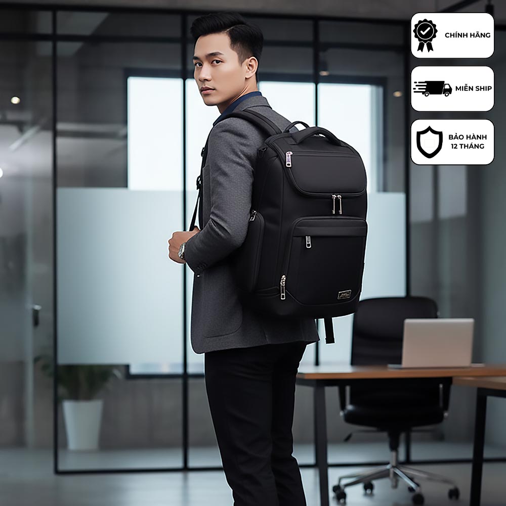 Balo laptop cao cấp doanh nhân chống nước Xbags Prime X XB 2009 balo công sở đựng laptop 15.6 inch thời trang sang trọng thanh lịch hiện đại tiện dụng đen trung tính!