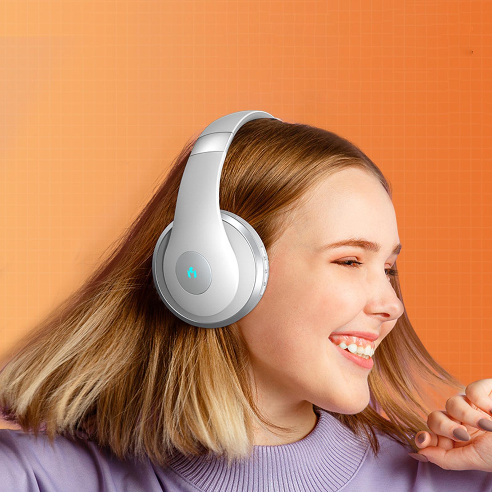 Bluetooth Headphones Wireless/Wired Deep Bass for Travel Home Office PC White