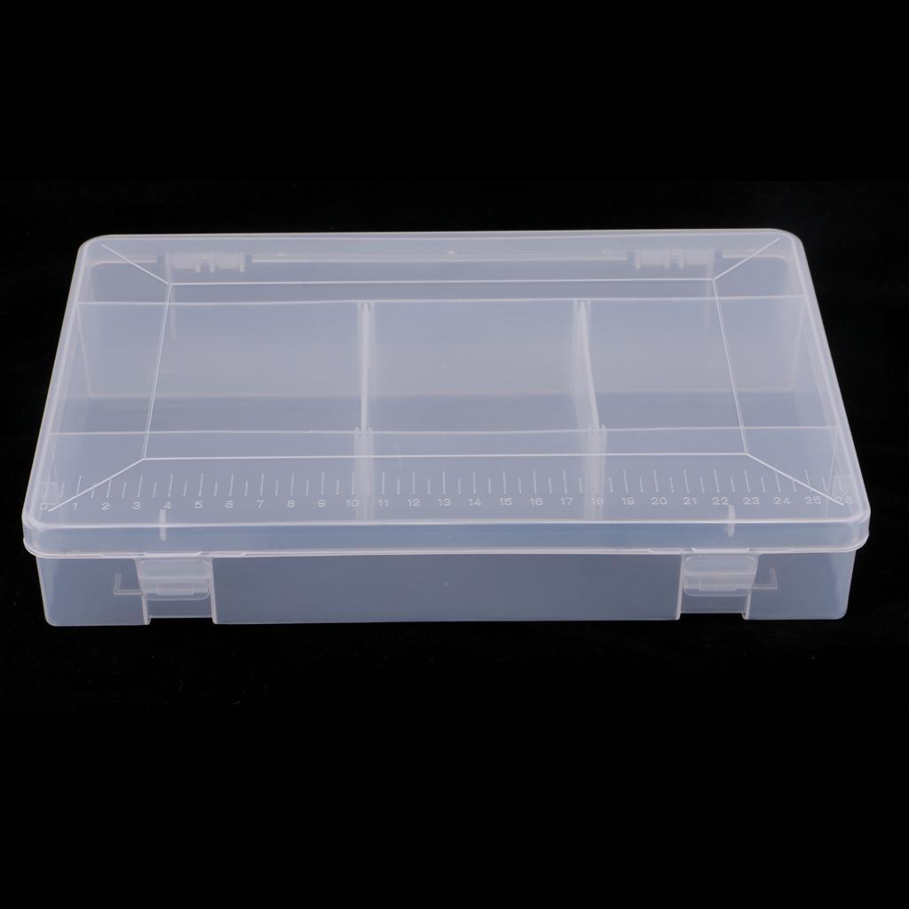 5 Compartments Clear Plastic Fishing Tackle Box Lures Bait Storage Case