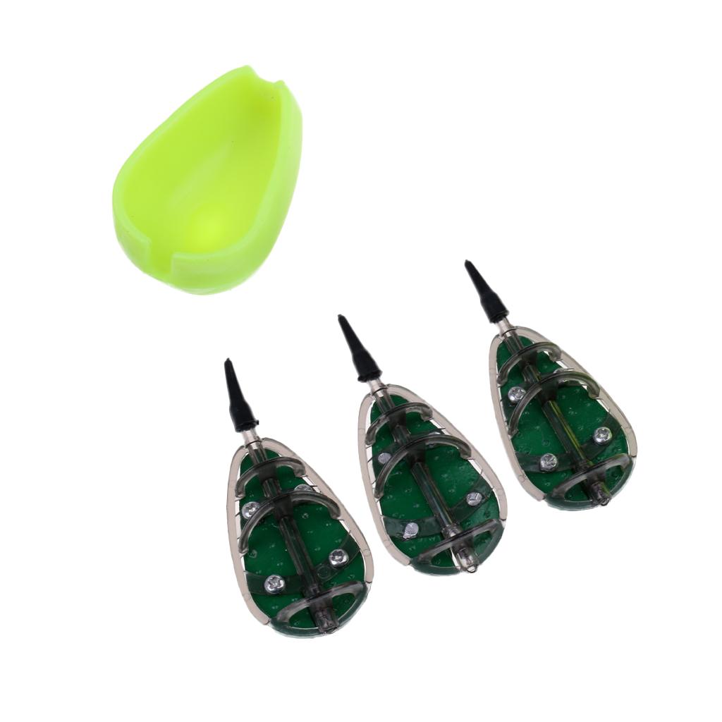 Fishing Method Feeder Set 30g 40g 50g Fishing Bait Cage Flat Feeder & Mould