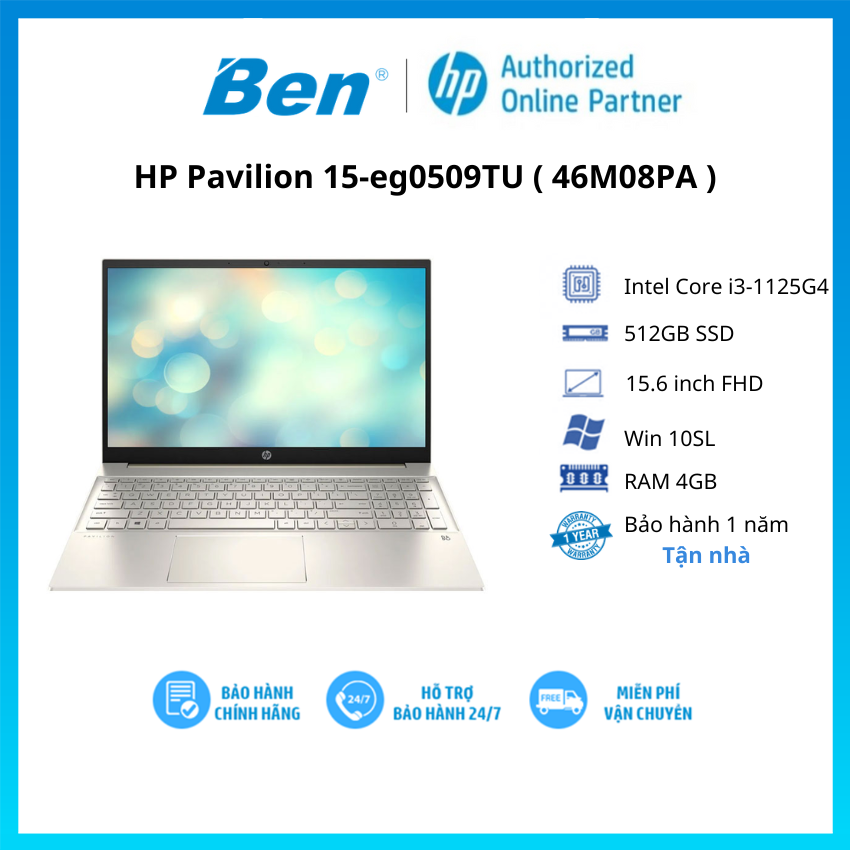 Laptop HP Pavilion 15-eg0509TU 46M08PA i3-1125G4 | 4GB | 512GB | 15.6' FHD | Win 11 Hàng chính hãng