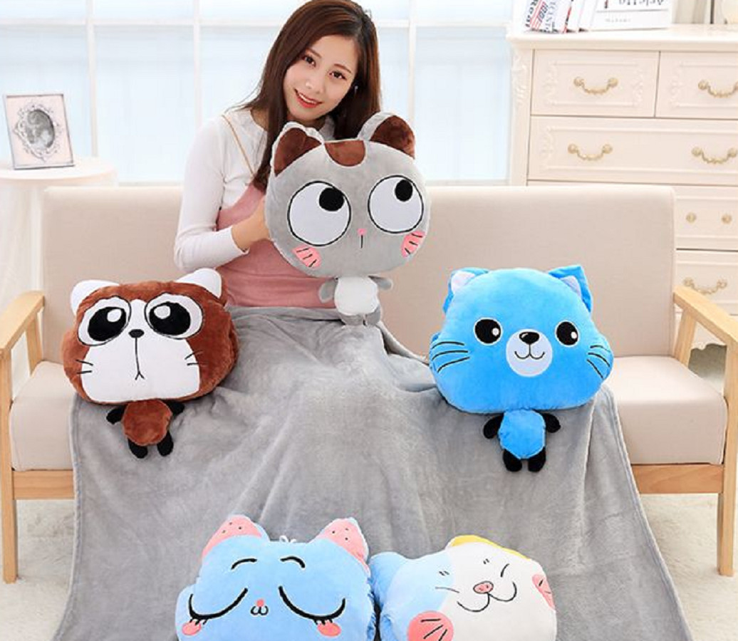 Bộ chăn gối 3 trong 1 chú mèo dễ thương