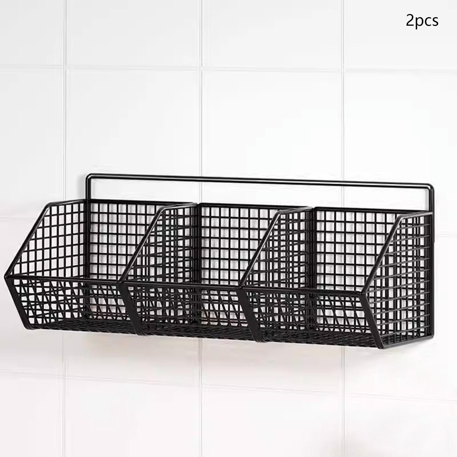 2x Minimalist Hanging Fruit Basket 3 Grids for Fruits Vegetables Snacks Home