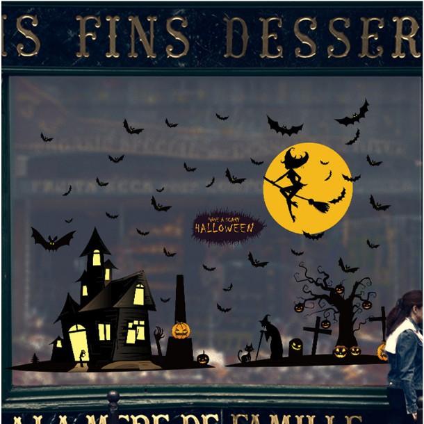 Decal trang trí tường - Ngôi Nhà Kinh Dị Hoa Trang Halloween